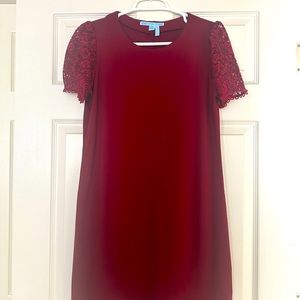 Draper James S Lace Sleeve Shift Dress Cabernet